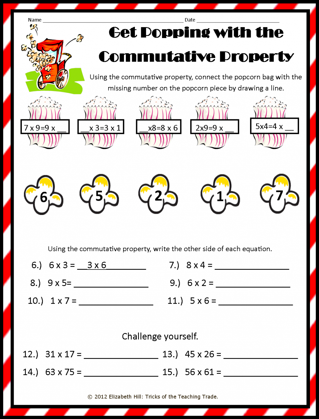 Multiplication Properties Activity Sheets Multiplication Properties Activity Sheets